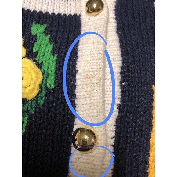 1991 The Eagles Eye Cardigan Sweater Flowers Lipstick Faux Pearls Vintage - Picture 7 of 9